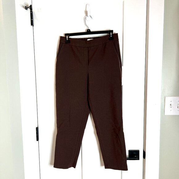 Babaton Serra Pull On Chocolate Brown Crepe Pants High Waist Slim Pants Size 6 - Picture 1 of 4